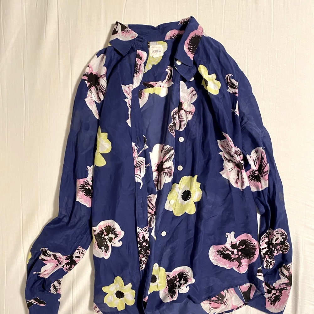 J.CREW Blue Floral Blouse